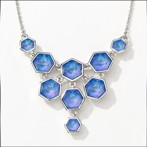 Touchstone Crystal By Swarovski Ocean Side Necklace in Brushed Silver.